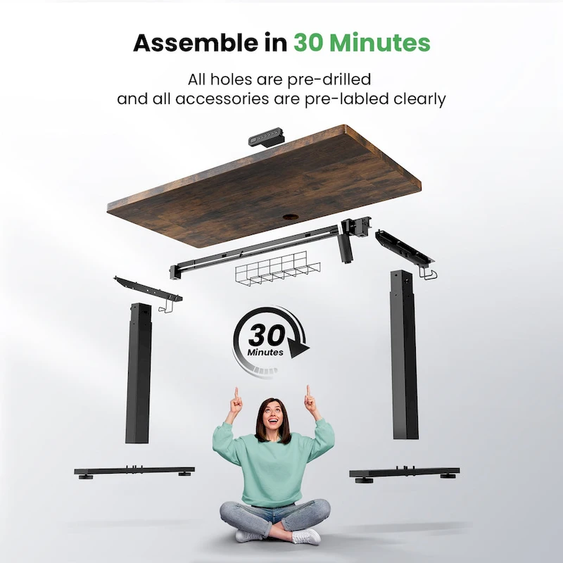 SIAGO 48 x 24 Inch Computer Desk Height Adjustable Electric Sit Stand Up Desk
