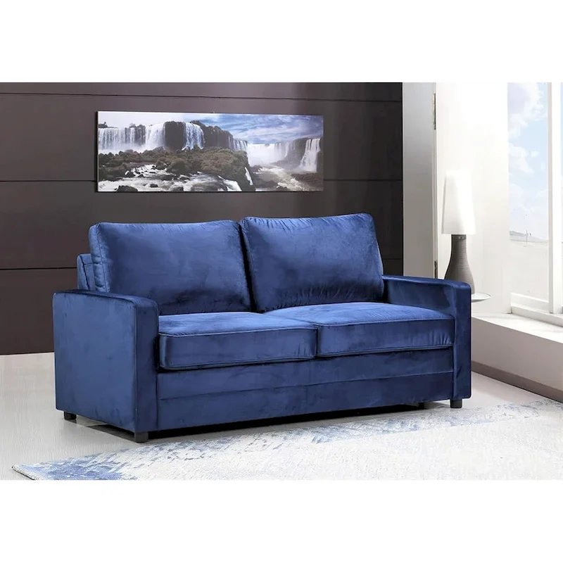 Velvet 70 Inch Square Arms Sofa Bed