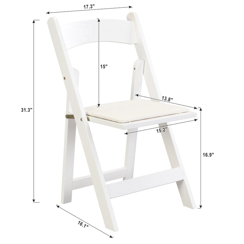 Upholstered Folding Chair,Space Saving, Easy To Carry, ,4PCS,Beige cushion/white shelf,Dining room