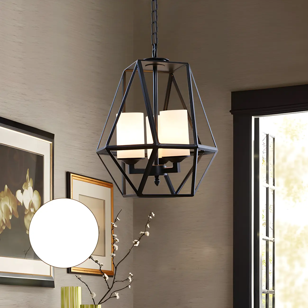 Black Geometric Iron Frame Modern Chandelier