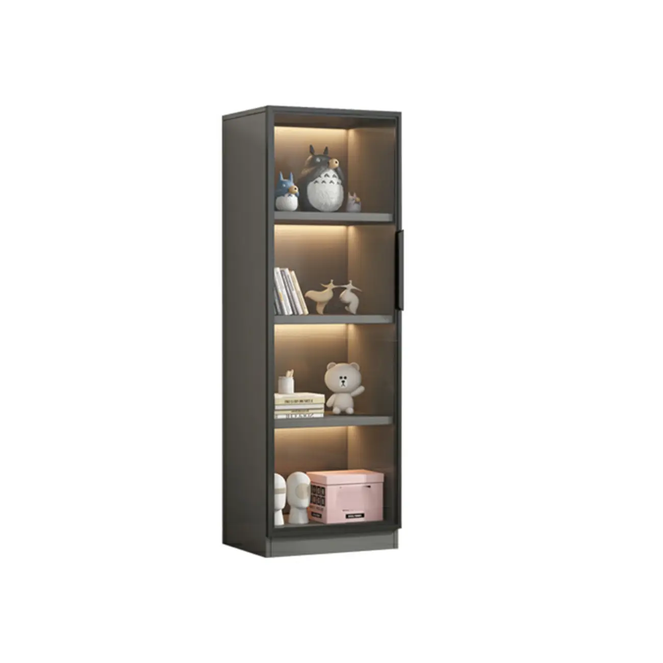 Simple Modern Gray Clear Cover Wooden Display Cabinet