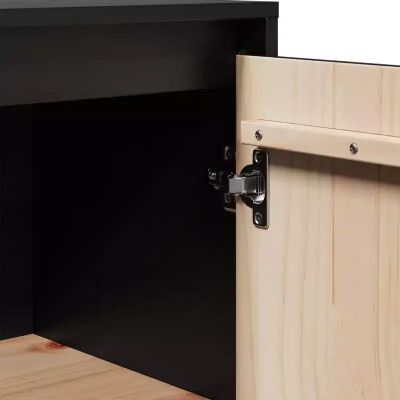 vidaXL Sideboard Black Solid Pine Wood Medium Sideboard Rectangular