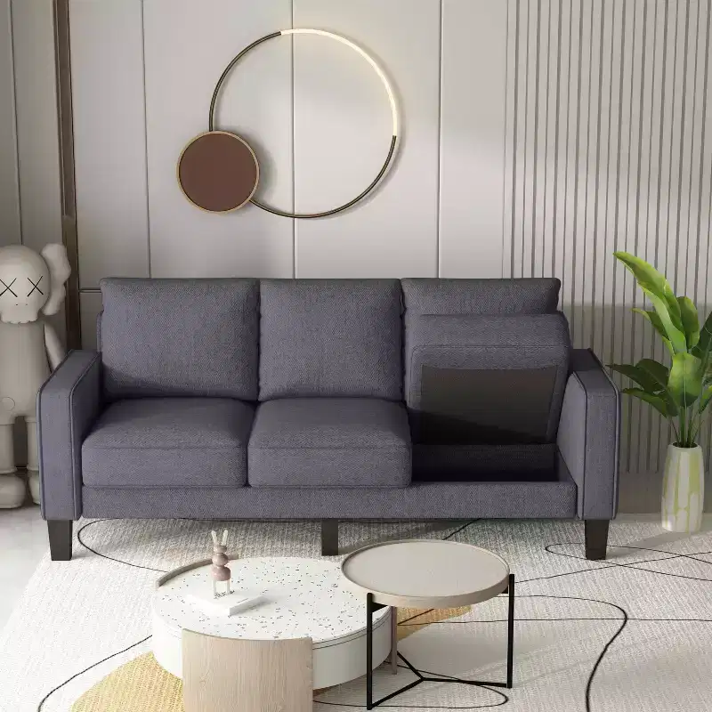 MAYEERTY Modern Sturdy Sofa with Solid Wood & Metal Frame Removable Under-Seat Storage Box Easy Assembly