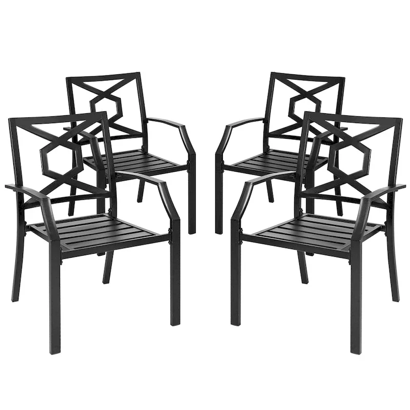 Nuu Garden Outdoor 4-Piece Iron Patio Chair Set