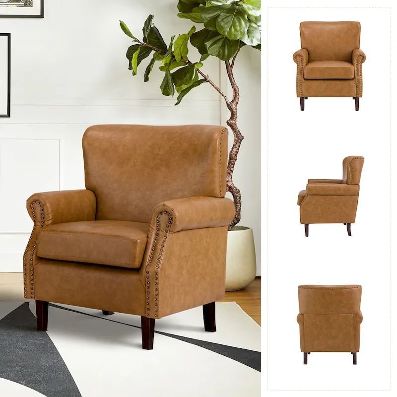 Levi Vegan Transitional Armchair with Rolled Arms Set of 2