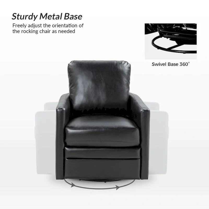 Terrance Transitional Swivel Faux Leather Barrel Accent Chair with Metal Base