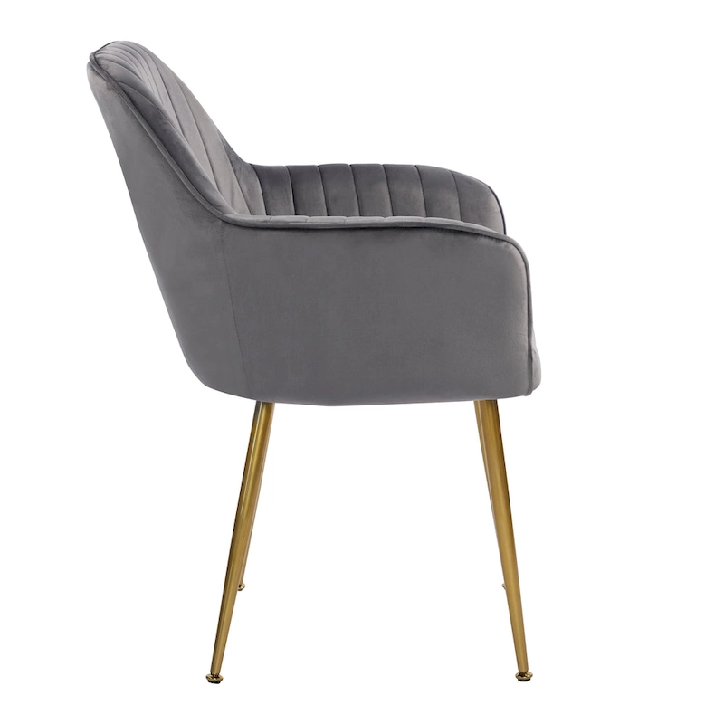 Velvet Accent Dining Chairs with Gold Metal Legs Set of 2