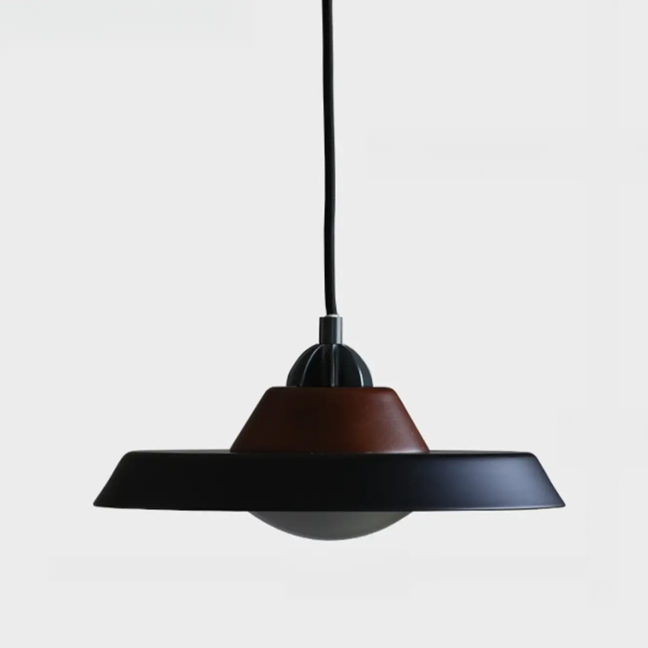 Contemporary Black Mini Pendant Light with Iron & Wood