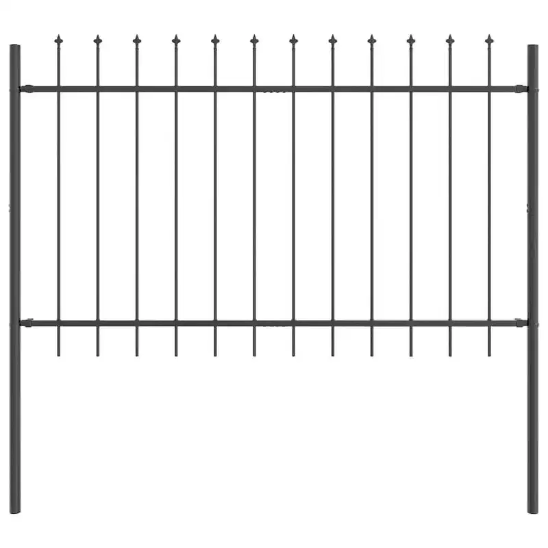 vidaXL Garden Fence 8 pcs Grey 44.62 x 3.28 ft Powder-coated Steel