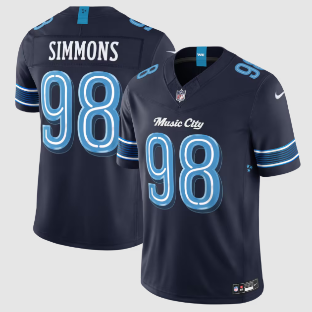 Tennessee Titans Jeffery Simmons Navy 2026 Rivalries Collection Stitched Limited Jersey