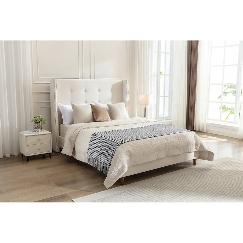 54 High Headboard Queen Peyton Upholstered Velvet Bed