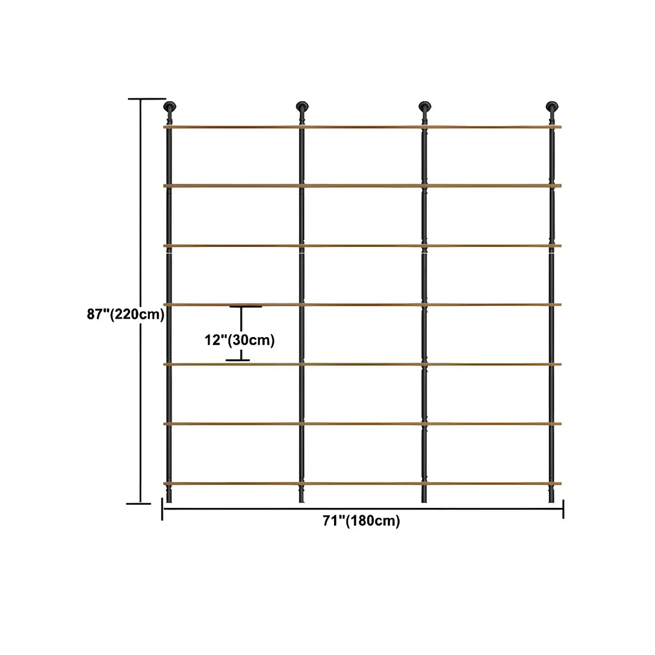 Industrial Black Wood Wall-Mounted Bookcase