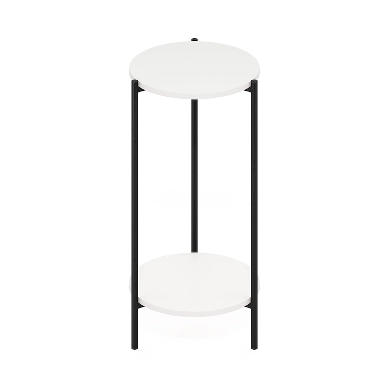 Furinno Besi 2-Tier Modern Tall Round Side End Table with Sturdy Metal Legs, Americano