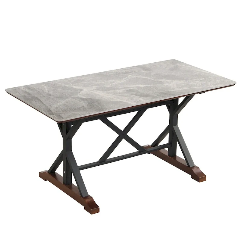 Sintered Stone Dining Table - Rectangular, Seats 6 (Gray)
