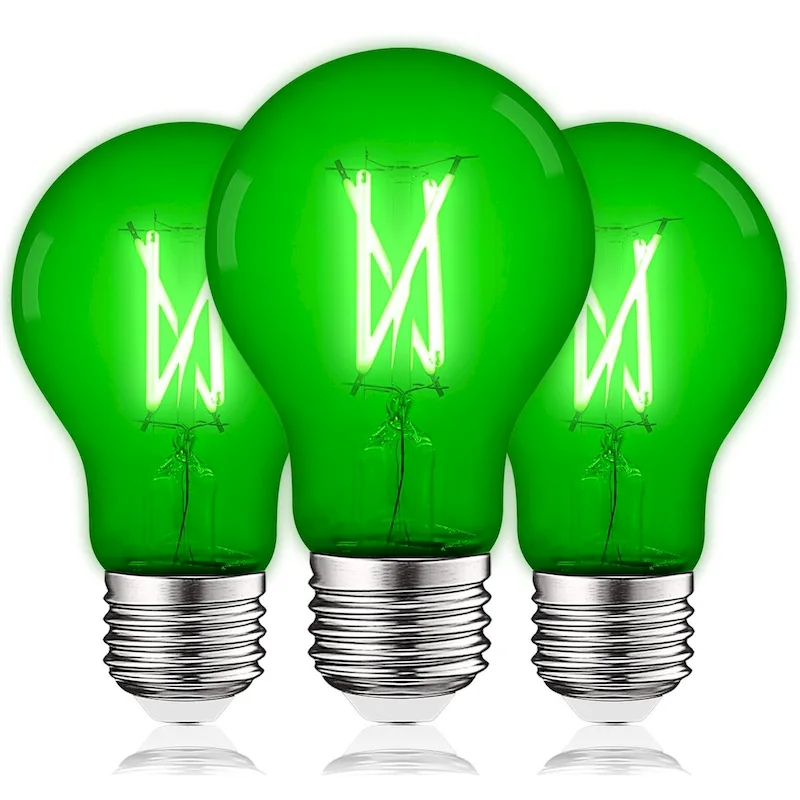 Luxrite A19 Edison LED Light Bulb, 4.5W=60W Colored Glass Filament, UL Listed, E26 Base, Indoor Outdoor 3 Pack
