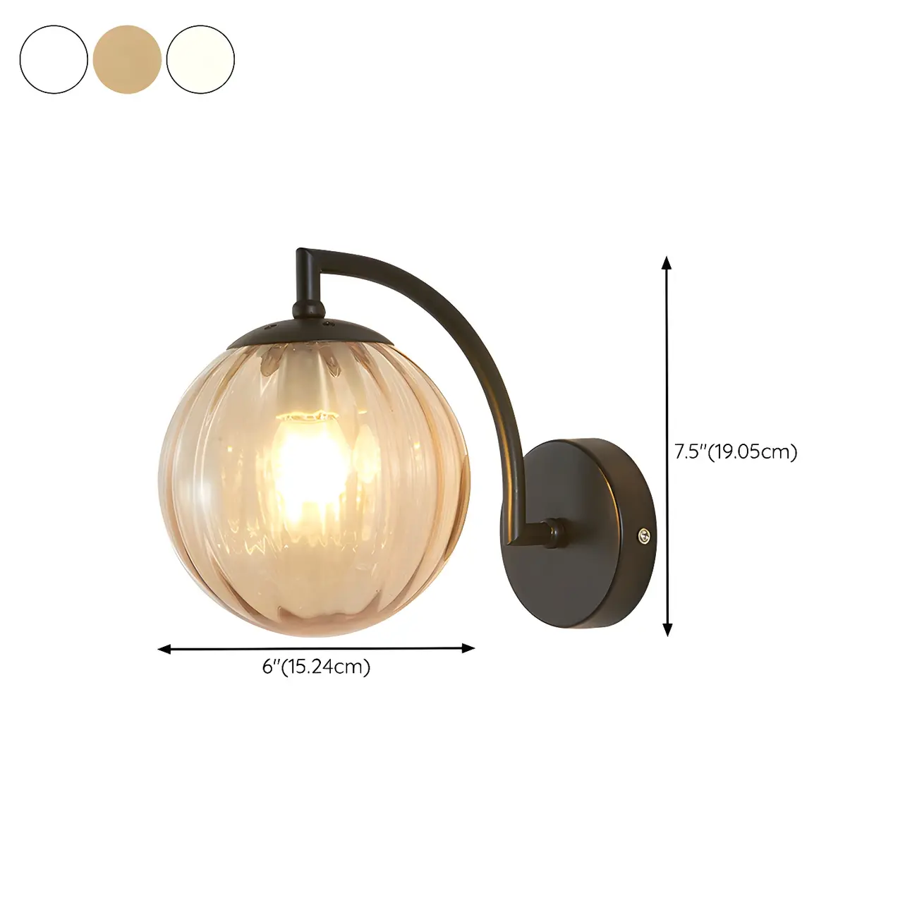 Mini Modern Globe Glass Metal Arc Vanity Wall Light