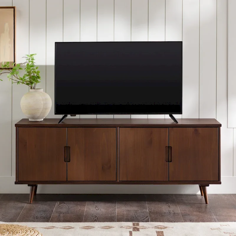 Mid-Century Modern Solid Wood TV Stand