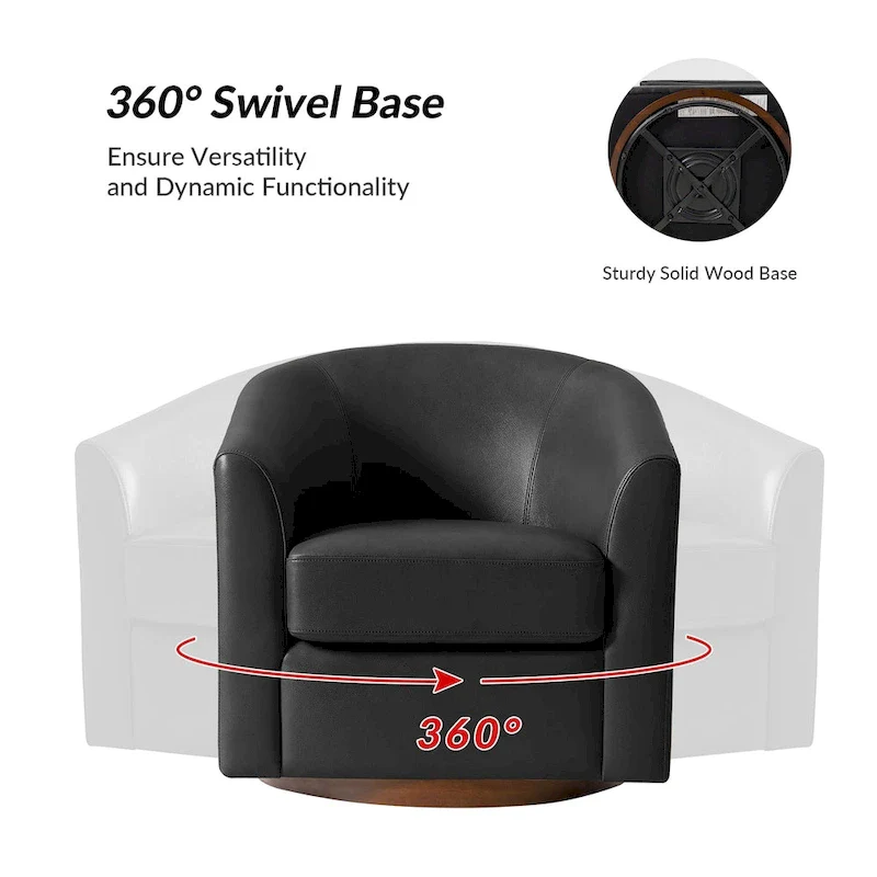 Swivel Barrel Chair, Modern Style, Genuine Leather – Brown / Sage / Camel, Single