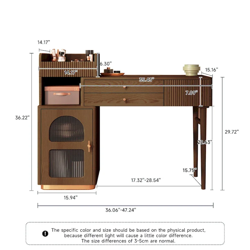 JASIWAY Vanity Makeup Table with 3 Drawers