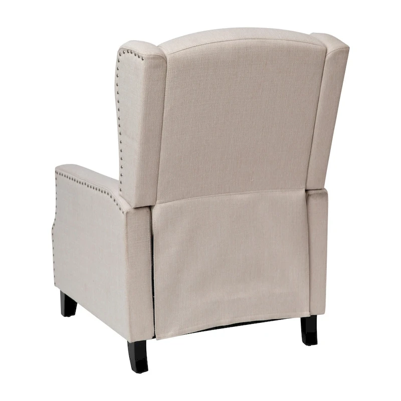 Push Back Wing Back Pocket Spring Recliner with Side Accent Nail Trim