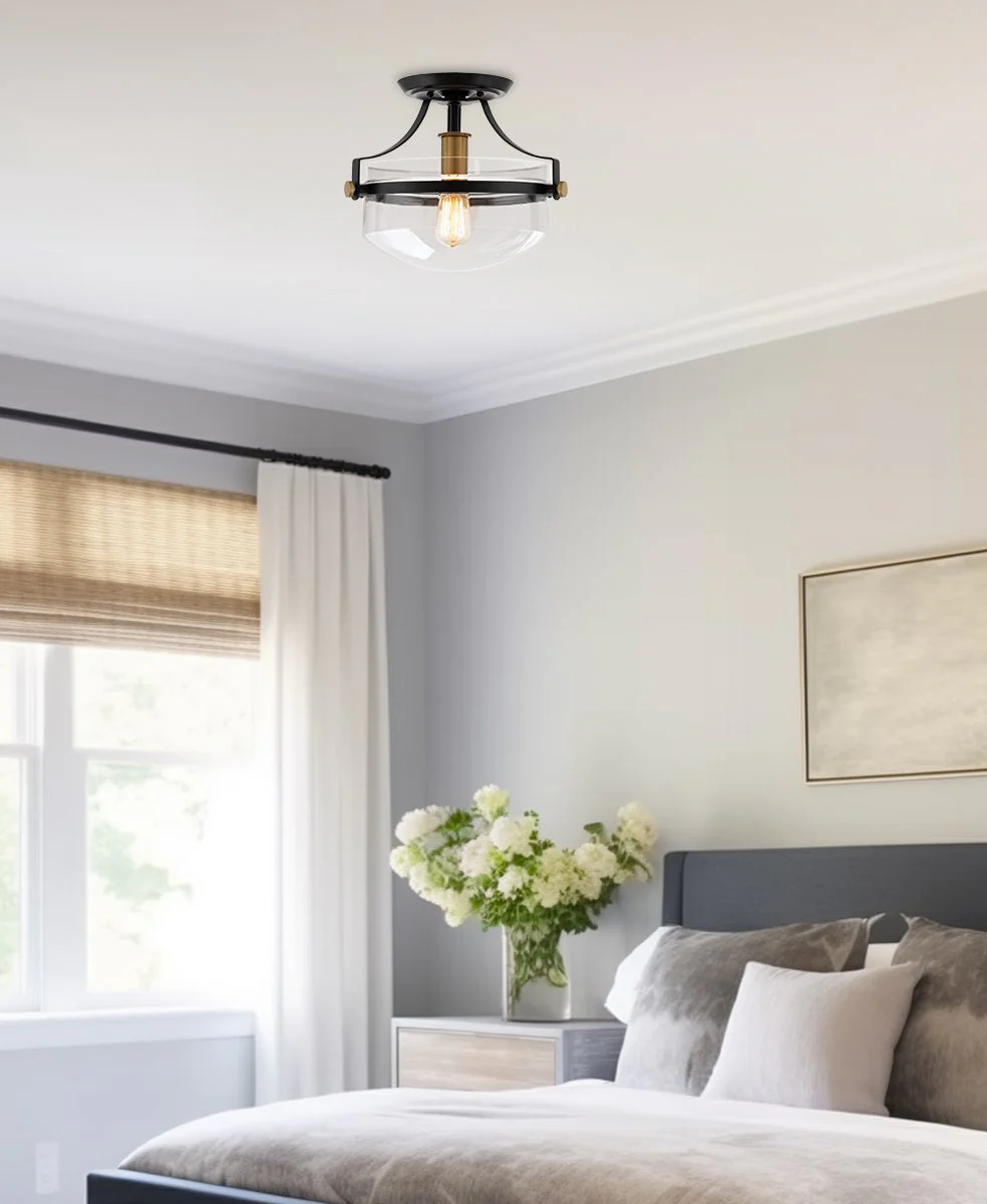 Zurich 12 Rustic Farmhouse Semi-Flush Mount Ceiling Light