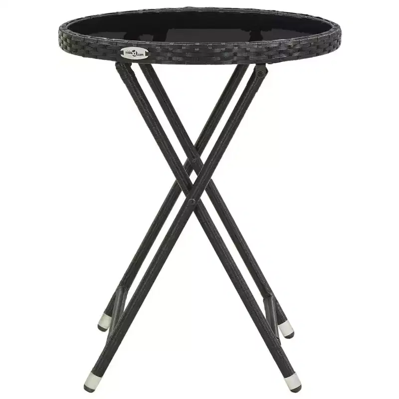 vidaXL Patio Bistro Set Bistro Table 3 Piece Poly Rattan and Tempered Glass