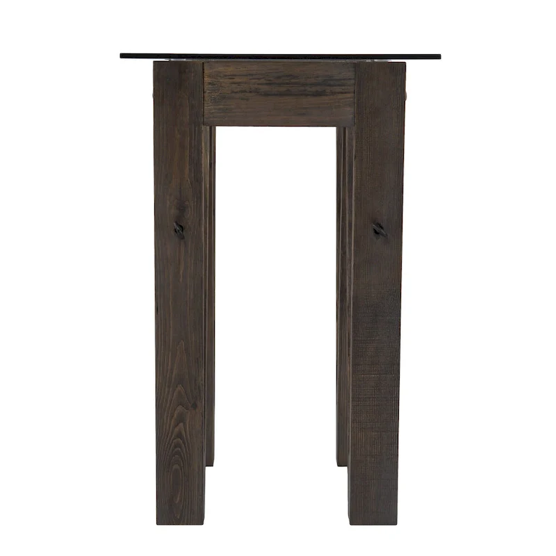 Clear Glass Reclaimed Wood Console Table with Abstract Base - 46 L x 18 W x 29.5 H