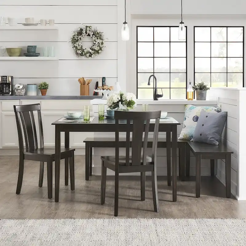 Wilmington II Rectangular Antique Black Breakfast Nook Set by iNSPIRE Q Classic