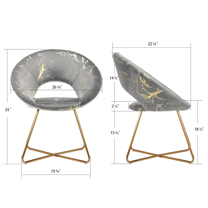 Modern Bronzing Velvet Upholstered Accent Chair Vanity Leisure Chair