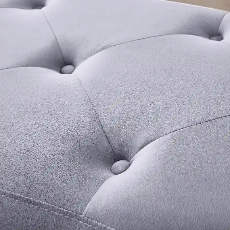 Luxury Velvet Bench Button Tufted Upholstered Dining Bench with Polished Metal Legs