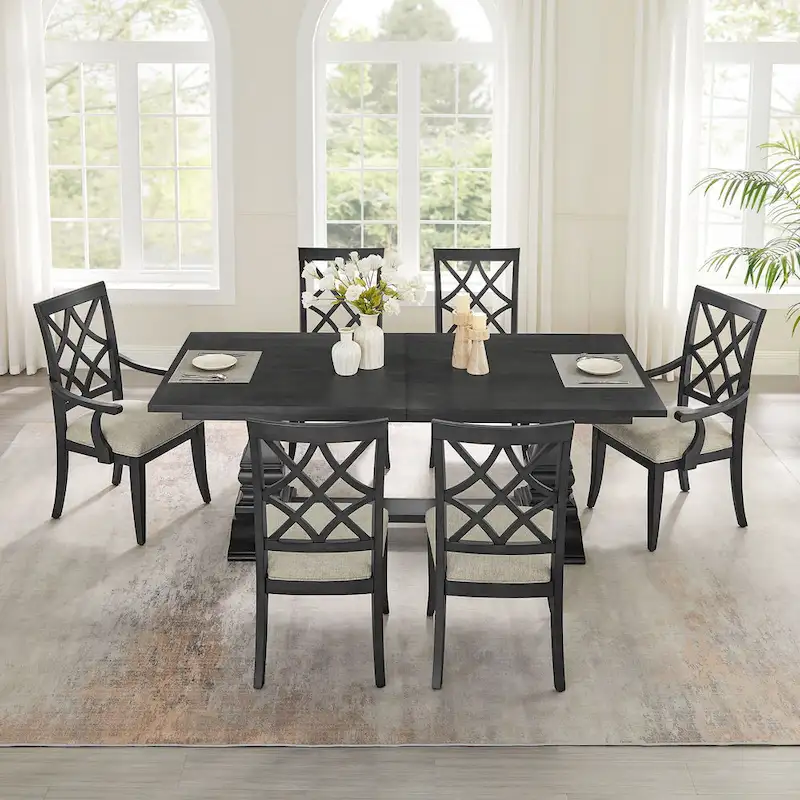 Modern Dining Chairs with Armrests and Upholstered Seat - 2 Pack