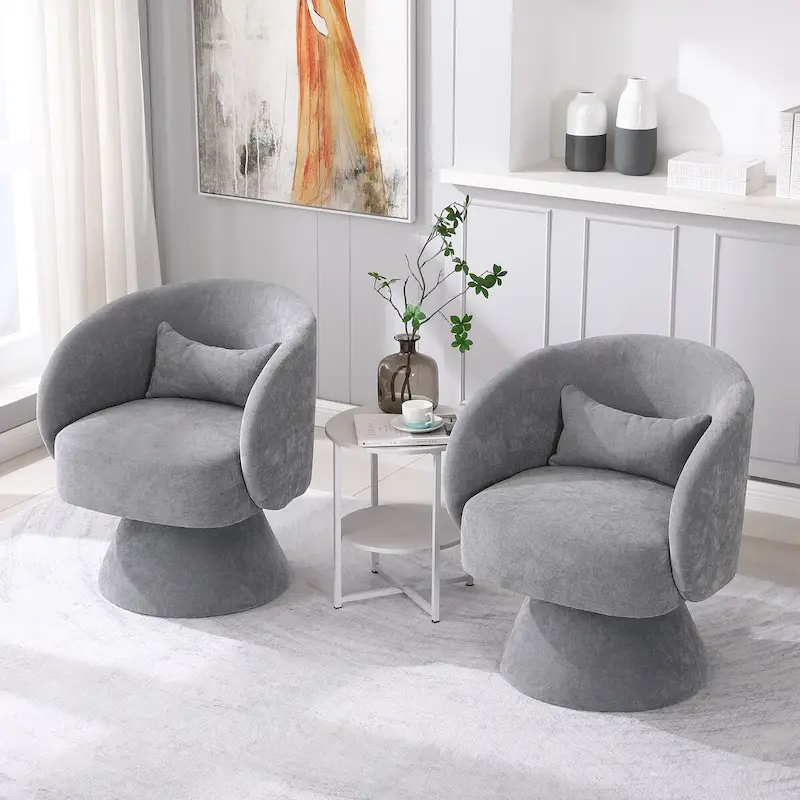 Upholstered Swivel Armchair (Set of 2)