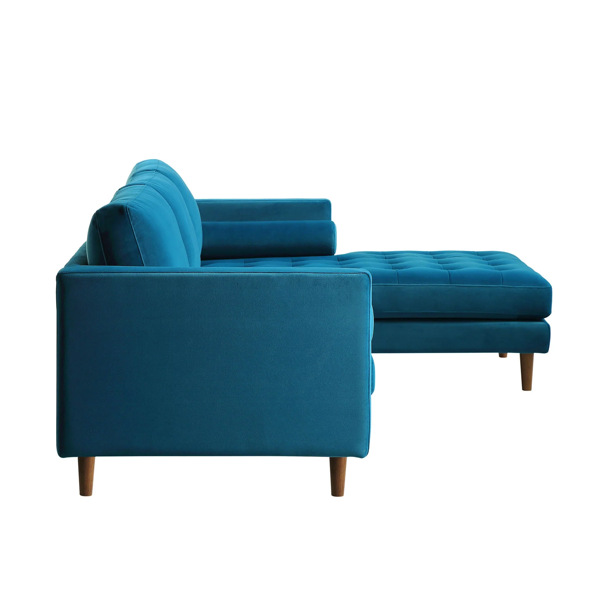 Teal Velvet 4-Seater Right Chaise Sofa, 105