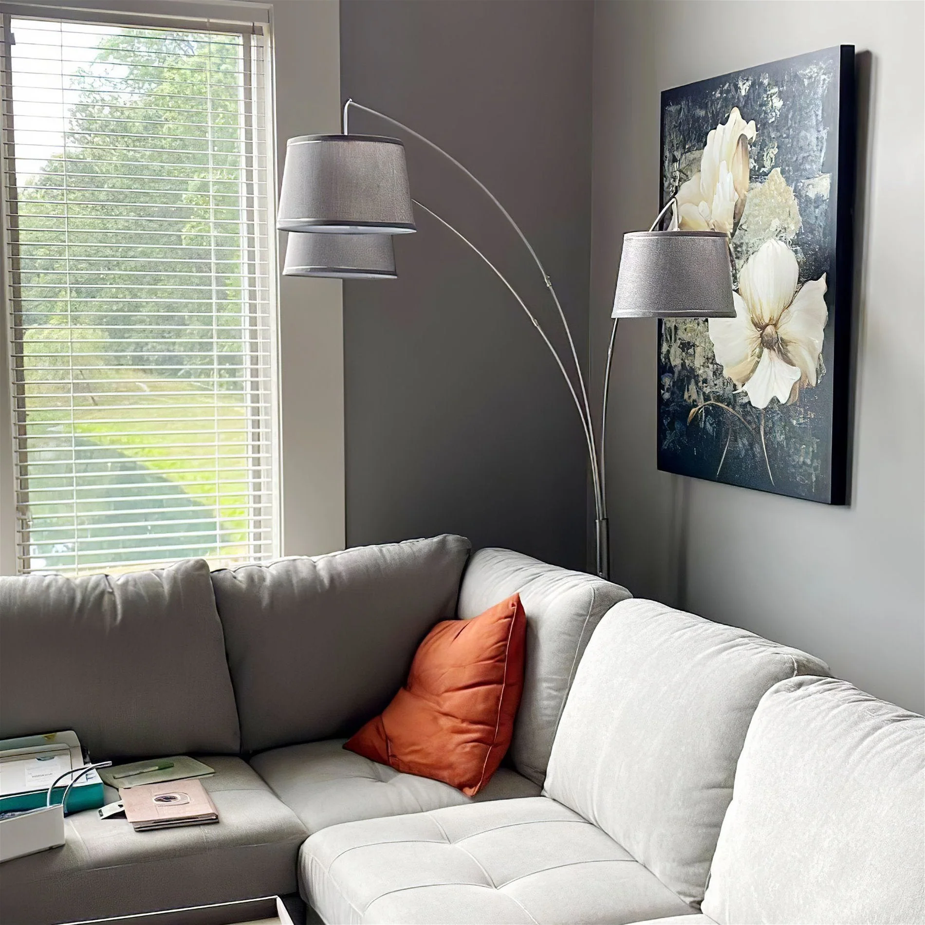 Akira 79 Modern 3-Light Arc Floor Lamp with 3-Way Switch