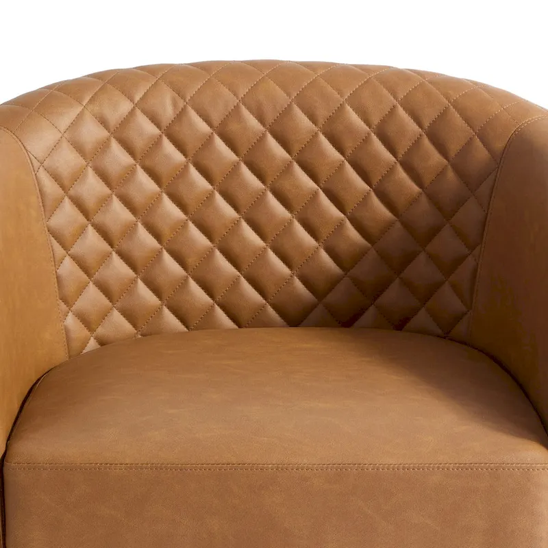 Faux Leather Nailheads Swivel Barrel Chair Set of 2