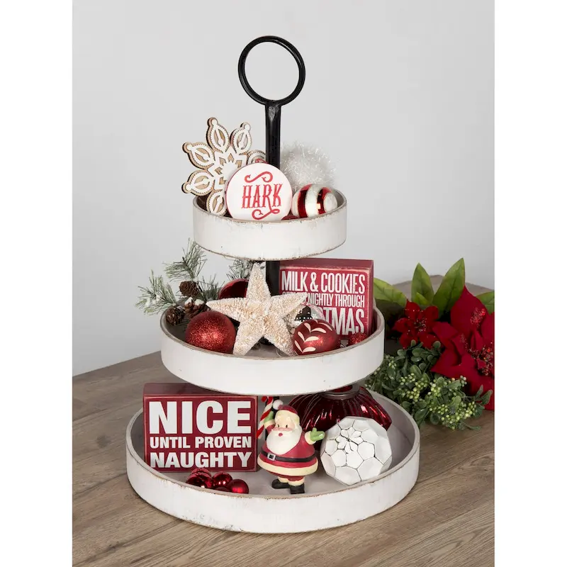 Kate and Laurel Woodmont 3 Tiered Wood Tray - 3 Tier