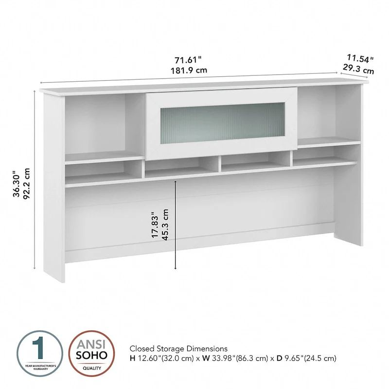 Ash Gray / Heather Gray / White / Modern Gray – Transitional Desk Hutch, 1-Person