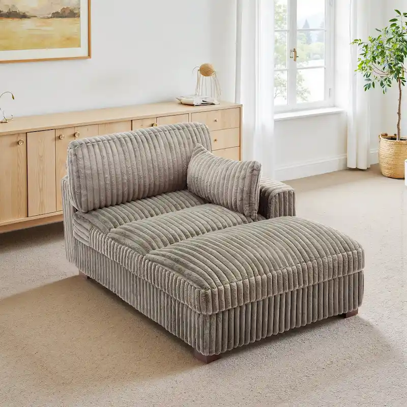 Upholstered Plush Chaise Lounge Chair for Interior
