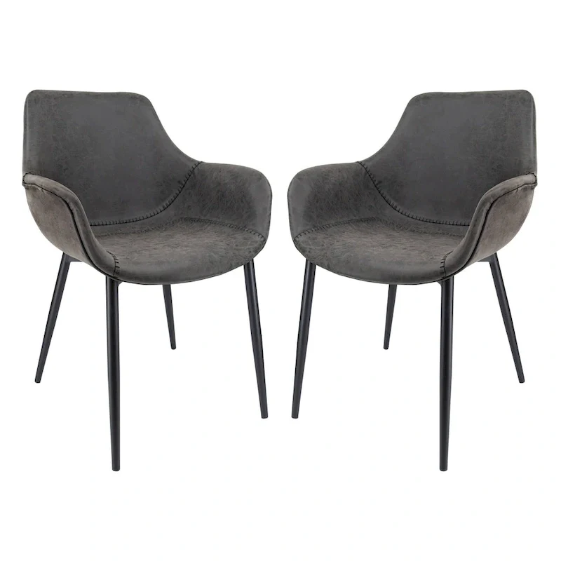 Dining Arm Chair With Metal Legs, Set of 2 - Olive Green - 24.5Dx25.2Wx33H