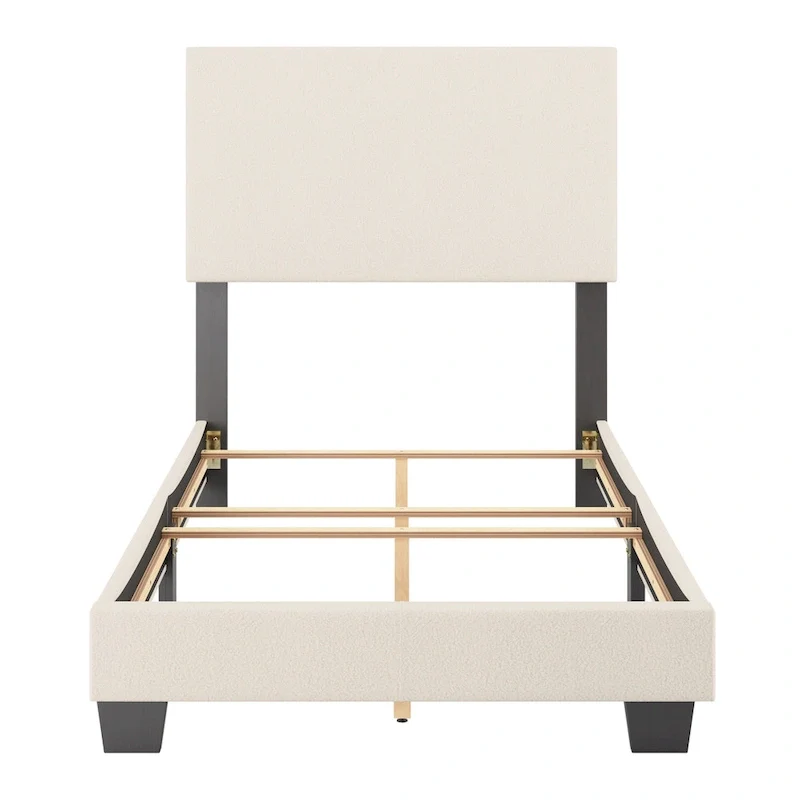 Nova Upholstered Modern Boucle Bed, Box Spring Required