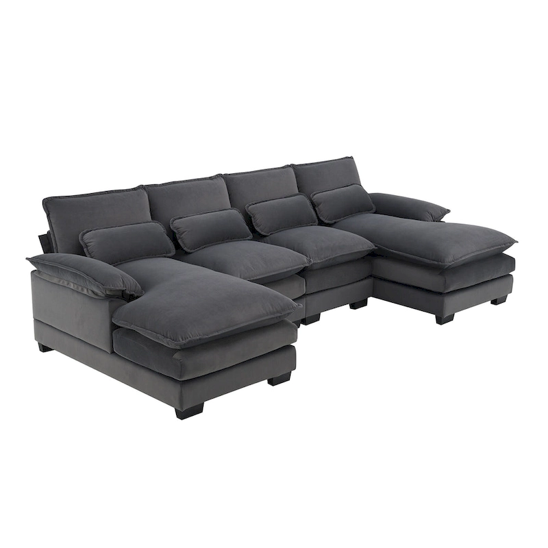 Modern Upholstered 6-Seat Modular U-Shaped Sleeper Sectional Sofa