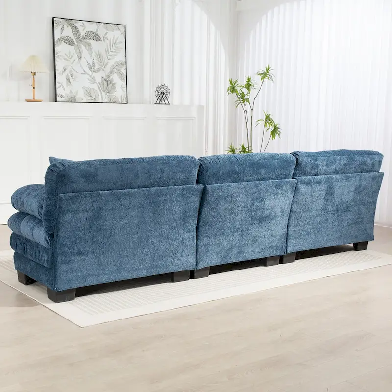 120.87 Chenille L-Shaped Sleeper Sectional Sofa with Ottoman