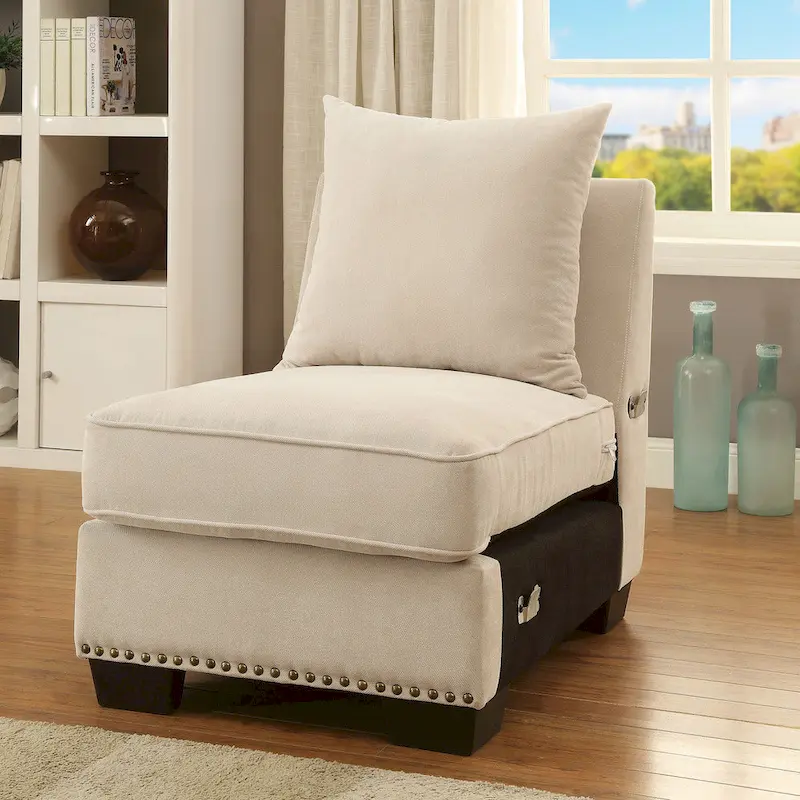 Riti Contemporary Beige Fabric Upholstered Sectional by