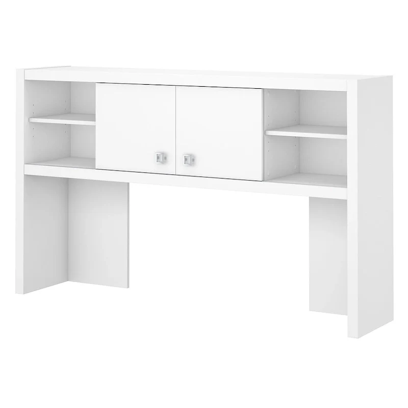 60W Hutch with Sliding Doors – Pure White / Gray Sand / Charcoal Maple / Modern Gray, Single-User