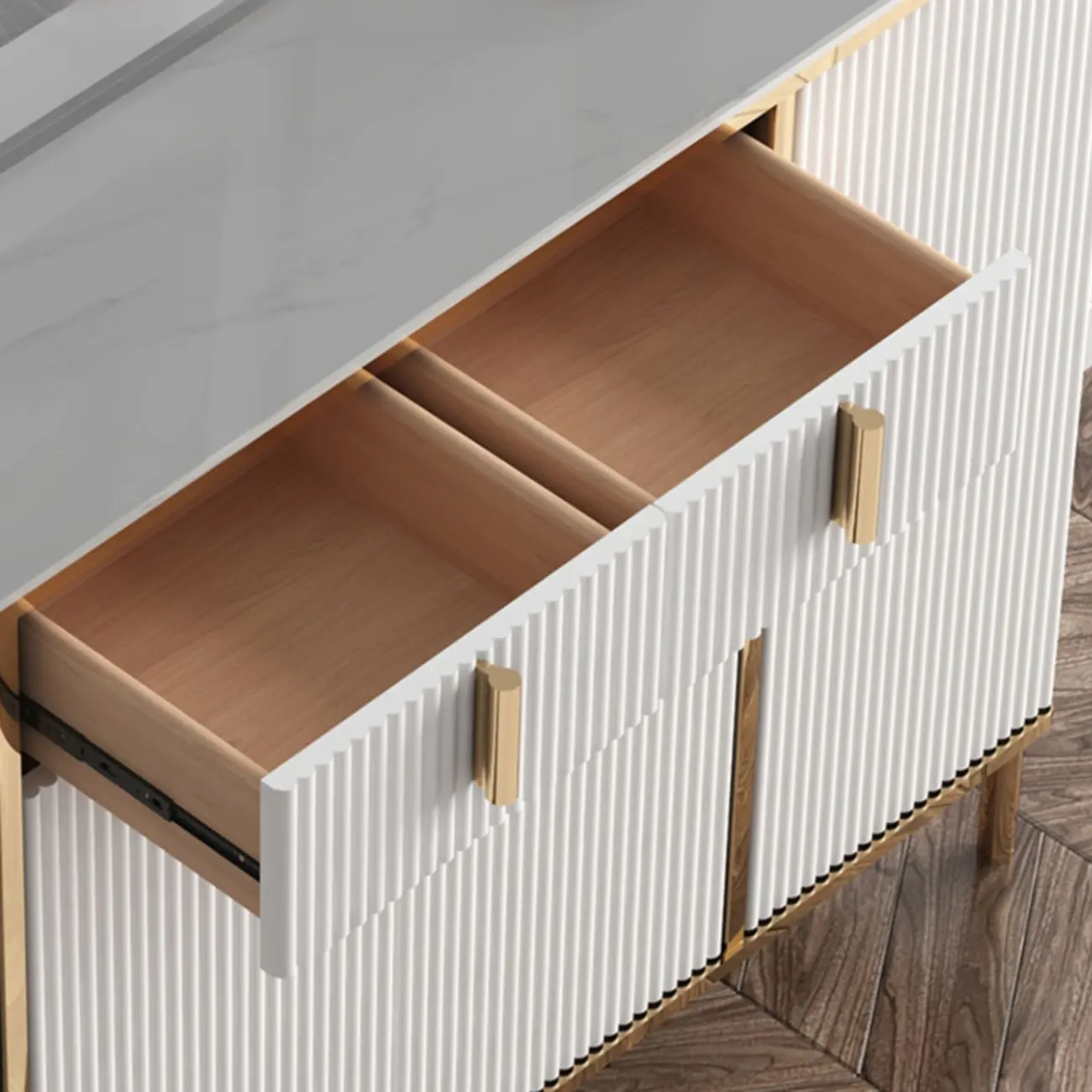 Glam Light Coffee Wood Entryway Shoe Cabinet