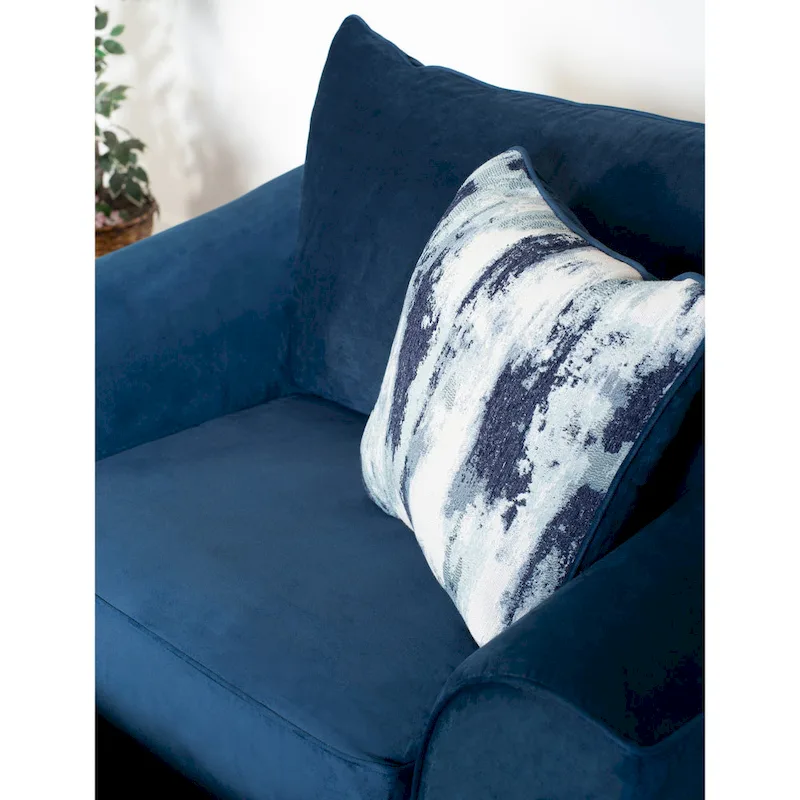 Roundhill Furniture Camero Fabric Pillowback Chair in Navy Blue