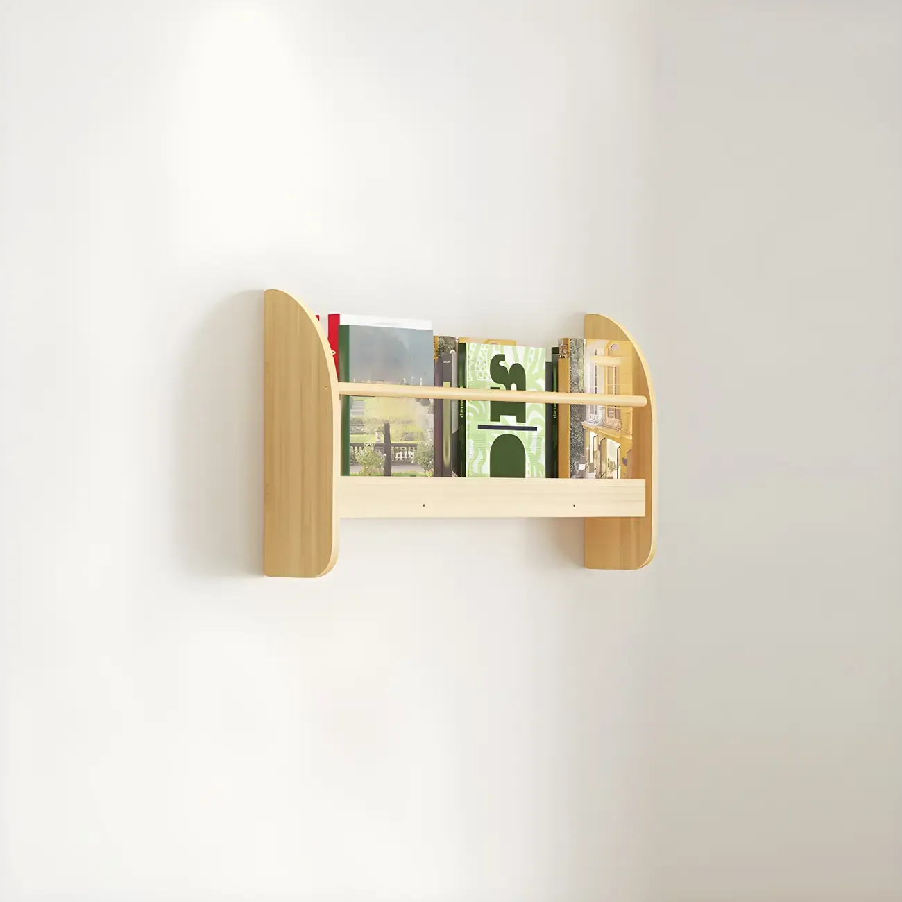 Modern Slim Wood Wall-Mounted Bookshelf