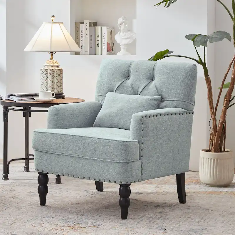 Upholstered Accent Chair with Lumbar Pillow - Single Seat