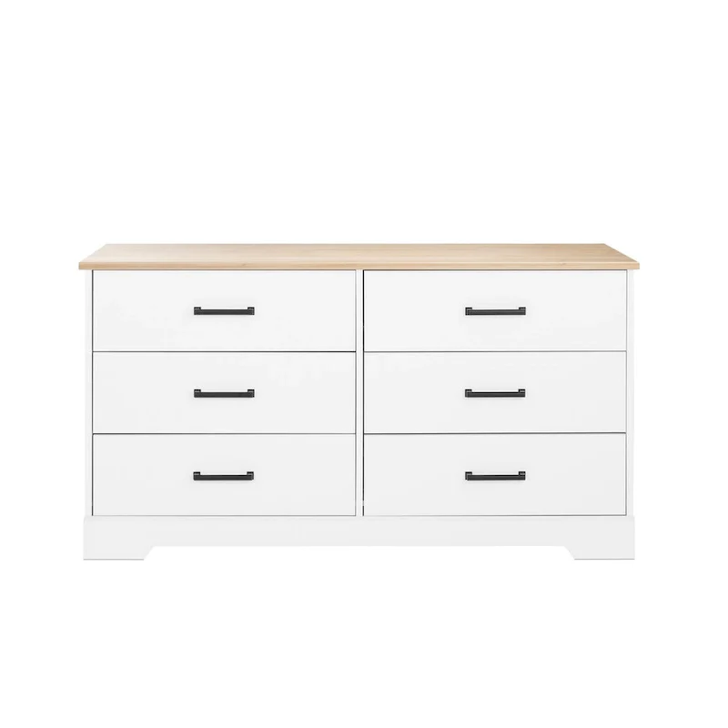 Black / Drifted Gray / White Farmhouse 6-Drawer Dresser Chest