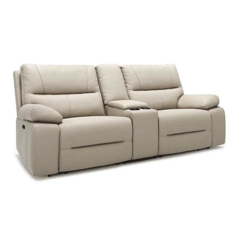 Leather Power Reclining Loveseat with Console and Cup Holders
